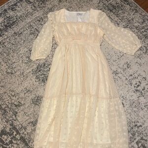 Polagram Baltic Born Cream Swiss Dot Maxi Dress Size M NWT